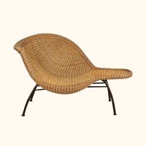 Vintage Woven Wicker Chaise Lounge